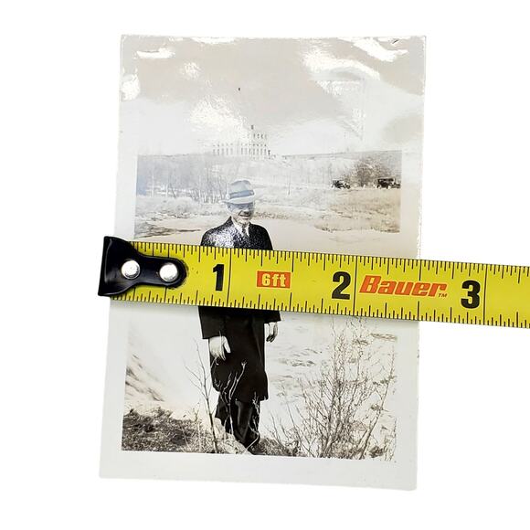 Vtg Man Posing Near Snowy Field Original Monochrome Photography Found - Picture 3 of 4